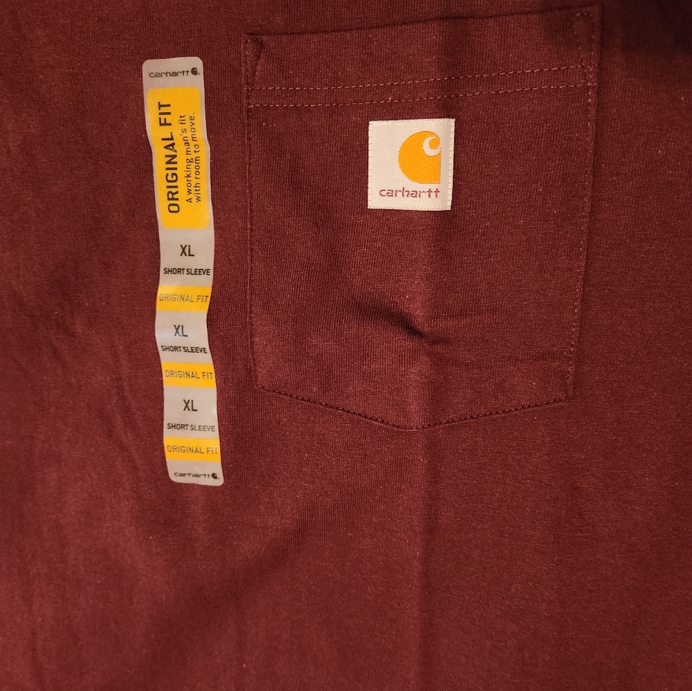 Carhartt Men's Maroon Pocket T-Shirt - Picture 7 of 9